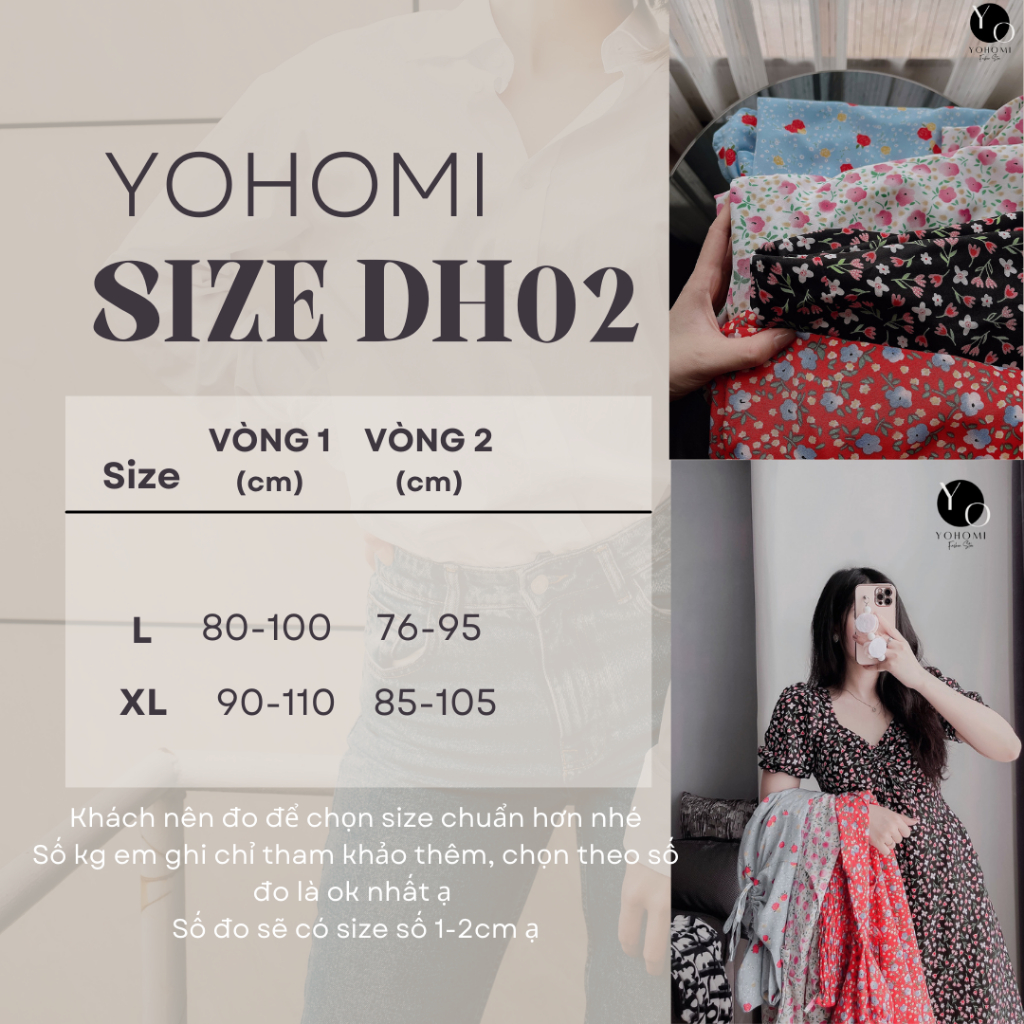 Đầm hoa nhí bigsize nữ có túi 55-85kg đầm bigsize dáng dài rút ngực xinh xắn đi chơi, dạo phố, đi biển YoHoMi DH02