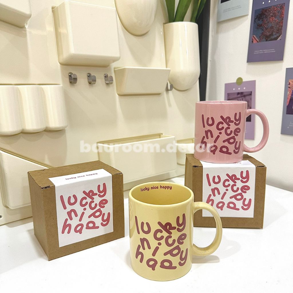 Ly sứ Pastel decor "Lucky nice day" (Hàng có sẵn/Shop tự chụp)