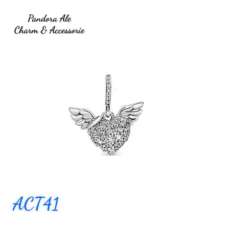PAN ALE CHARM TREO TIM ĐÔI CÁNH ĐÍNH ĐÁ TRẮNG