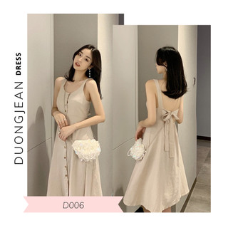 Váy đầm 2 dây hở lưng buộc nơ dáng suông D006 Cocobe
