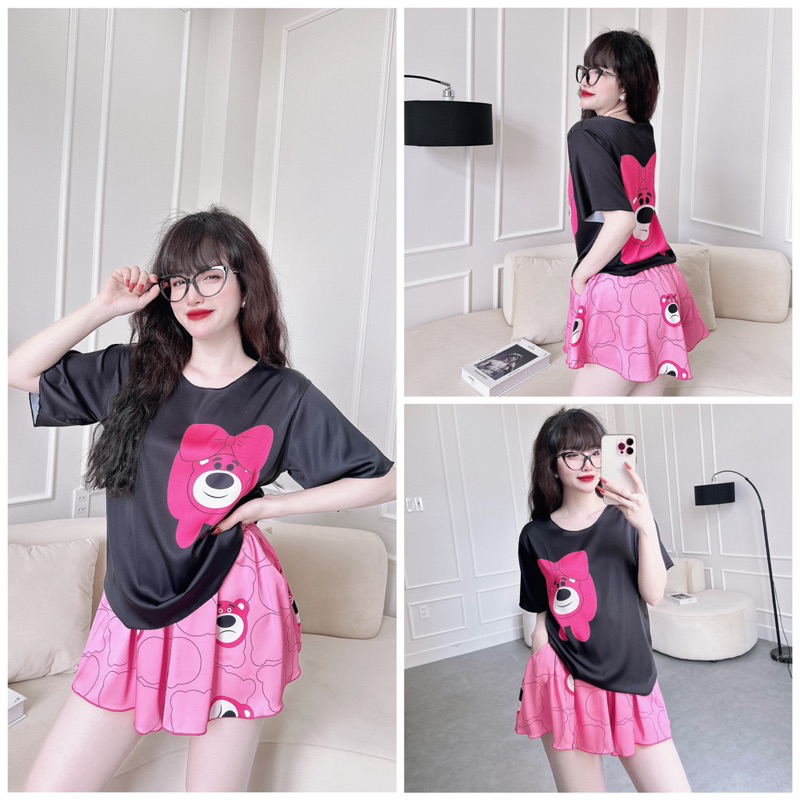 SP_84 Đồ bộ BOLOBALA set quần giả váy áo cổ tròn, chất lụa latin trẻ trung, xịn xò