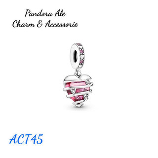 Pandora ale charm bạc s925 treo ốp tim đính đá dùng làm vòng tay