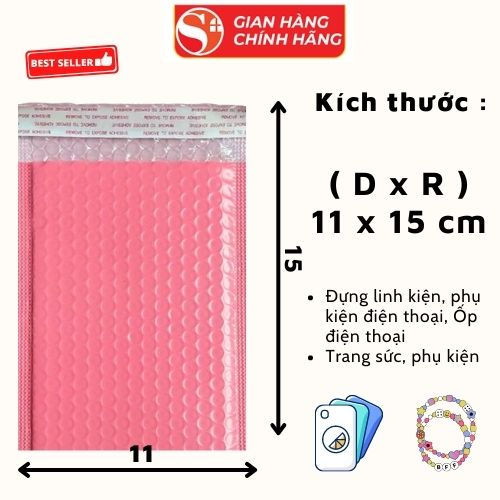 Túi Gói Hàng Chống Sốc Niêm Phong Túi Bóng Khí Chống Sốc, Chống Nước Đựng Phụ Kiện - Màu Hồng