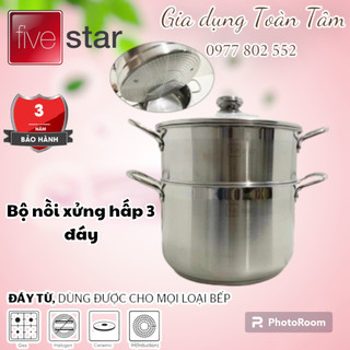 Bộ nồi xửng hấp 3 đáy Fivestar từ 20cm, 24 cm, 26 cm, 28 cm đến 30cm, 32 cm (24cm/26cm/28cm/30cm/32cm)
