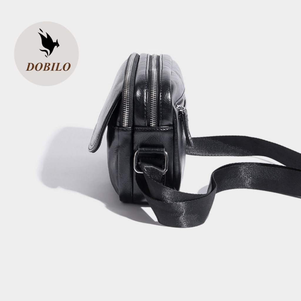 Túi Đeo Chéo Da Nam Nữ Thời Trang Unisex Màu Đen Chất Liệu Da Cao Cấp BG01