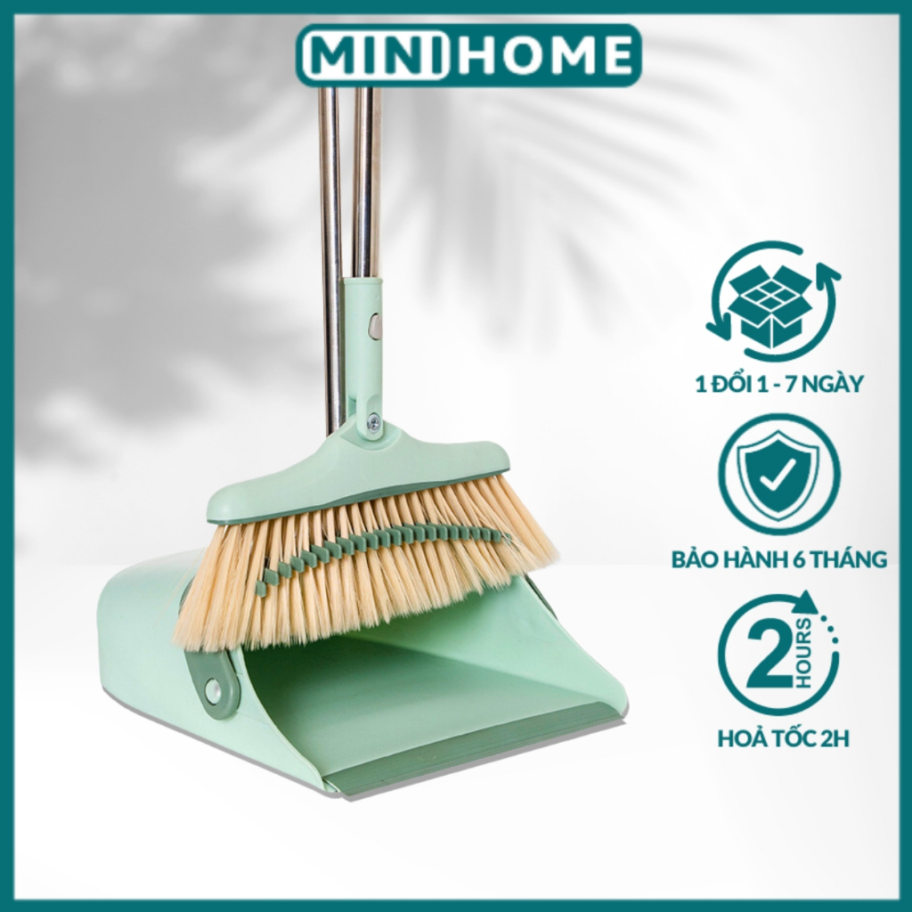 Chổi Quét Nhà Thông Minh, Chổi Nhựa Kèm Hốt Rác Gấp Gọn Xoay 180 Độ Cao Cấp