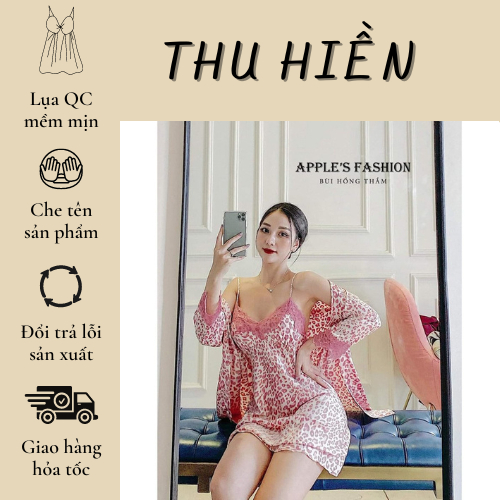 Váy ngủ da beo có mút ngực, dáng lụa trơn- hàng quảng châu cao cấp- giặt máy thả ga
