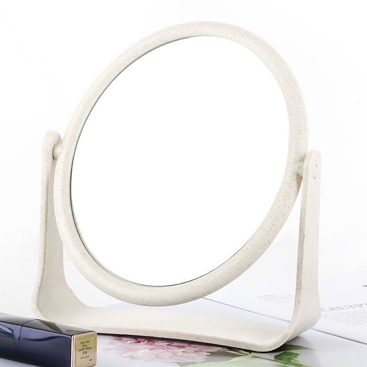 Gương trang điểm để bàn lúa mạch 2 mặt gương xoay 360 độ, Gương để bàn mini Hàn Quốc vintage nhỏ gọn xinh xắn