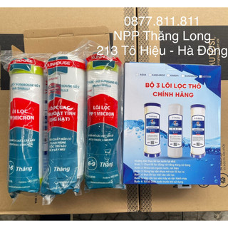 Bộ 3 lõi lọc nước thô Sunhouse số 1,2,3 - Mẫu mới bao bì nilong chống hàng giả