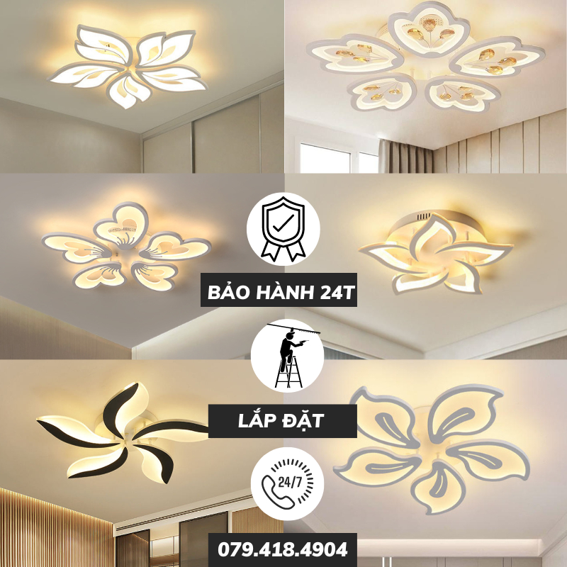 Đèn ốp trần 5 Cánh Hoa Mâm ốp trần trang trí phòng nội thất ngoại thất BH 24 Tháng Lỗi 1 đổi 1 Nhiều Mẫu
