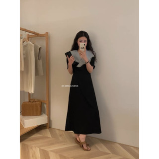 Váy đen cổ V layer von 70028 IMISS
