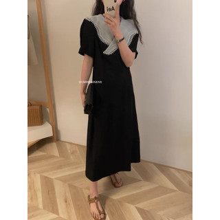 Váy đen cổ V layer von 70028 IMISS