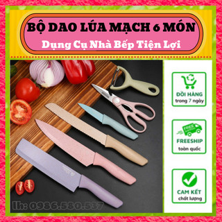 Bộ dao nhà bếp lúa mạch 6 món kháng khuẩn tiện dụng