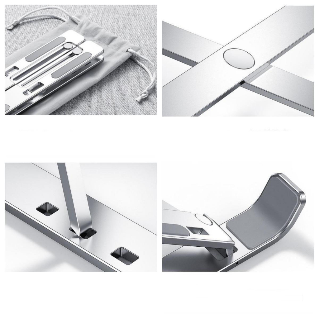 Kệ Laptop, Giá đỡ Laptop bằng hợp kim nhôm tản nhiệt Ráp bọc silicon chống xước, thiết kế chịu lực có thể gập gọn được
