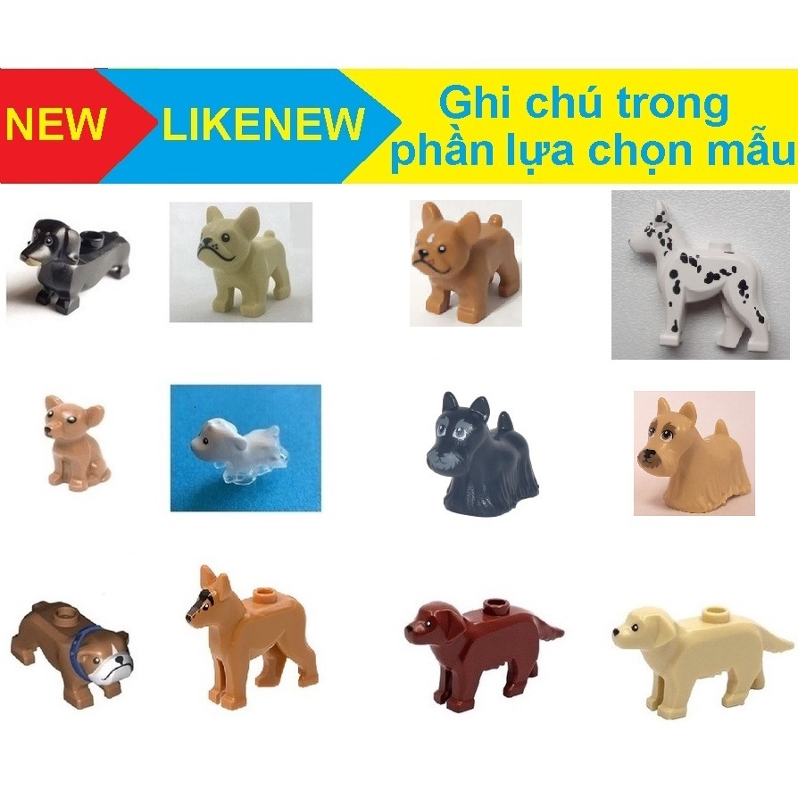 (Khách chọn mẫu) Lego Animal Các loại Chó: Dachshund (Xúc xích), Bulldog, Chihuahua, Spencer, Labrador...