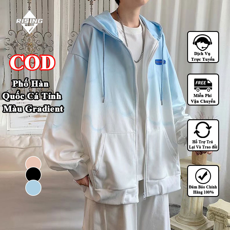 áo khoác hoodie zip hoodie oversize nam Áo hoodie thể thao nam chống nhăn Màu chống nắng baggy phong cách hàn