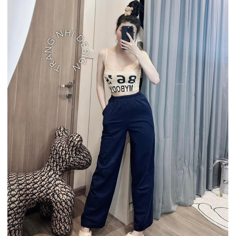 SET ÁO THUN 2 DÂY BODY SỐ 86 MIX QUẦN SUÔNG XANH COBAN CHẤT THÔ CHO NỮ.