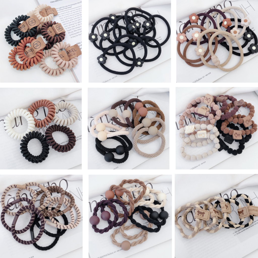 Set cột tóc phối màu vintage tối giản phong cách Hàn Quốc phù hợp với học sinh và công sở [SC]