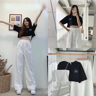 Sét bộ 3 món áo 2 dây áo croptop kết hợp quần dài HD6P0P