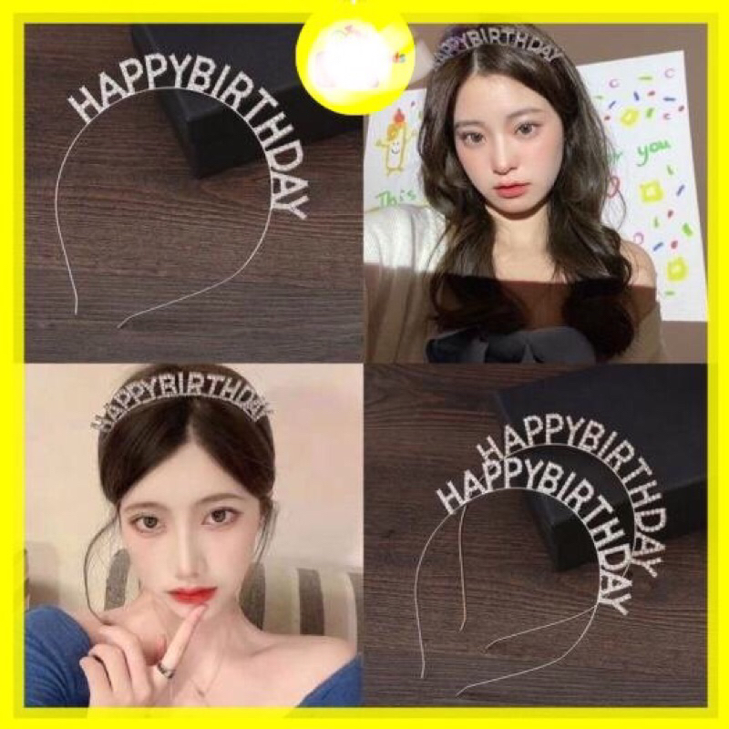(Miễn ship)  Băng Đô Cài Tóc Chữ Happy Birthday,Bờm tóc sinh Nhật Sáng Lấp Lánh Sang Trọng Phong Cách Hàn Quốc Cho Nữ