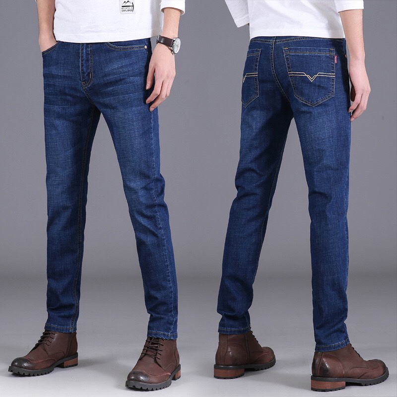 Freeship- Quần Jean Nam Trơn Chất Bò Cao Cấp Co Giãn Hàng Công Ty Size 27-36