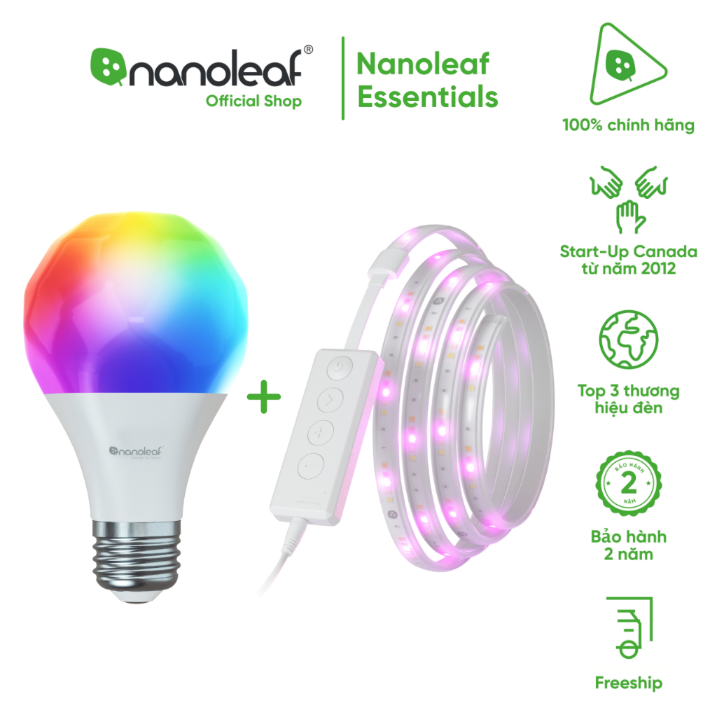 Combo Bộ bóng đèn và dây đèn LED thông minh Nanoleaf Essentials 16 triệu màu