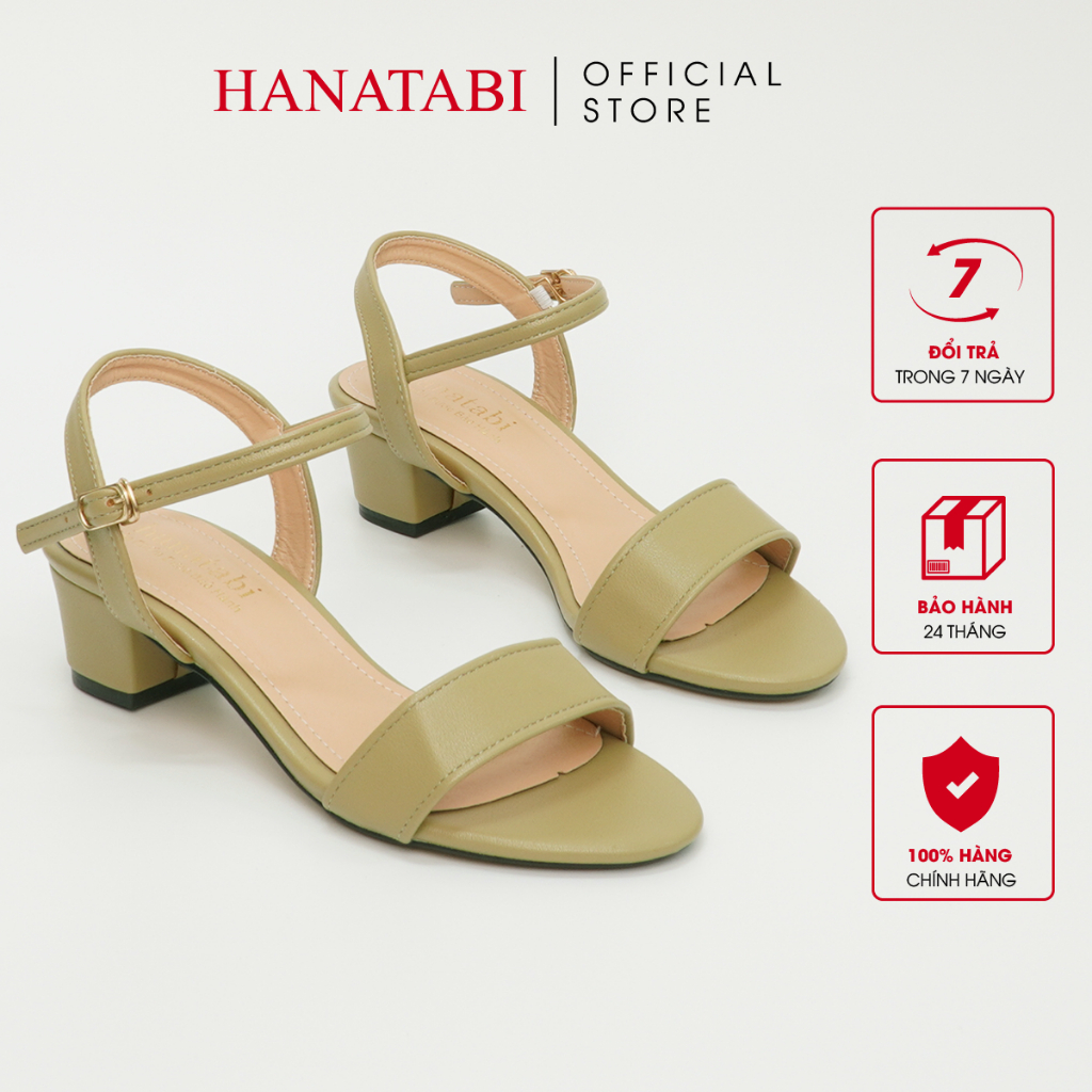 Sandal Nữ Hanatabi Gót Vuông Cao 3cm Quai Ngang Hậu C Mã SDH3F169