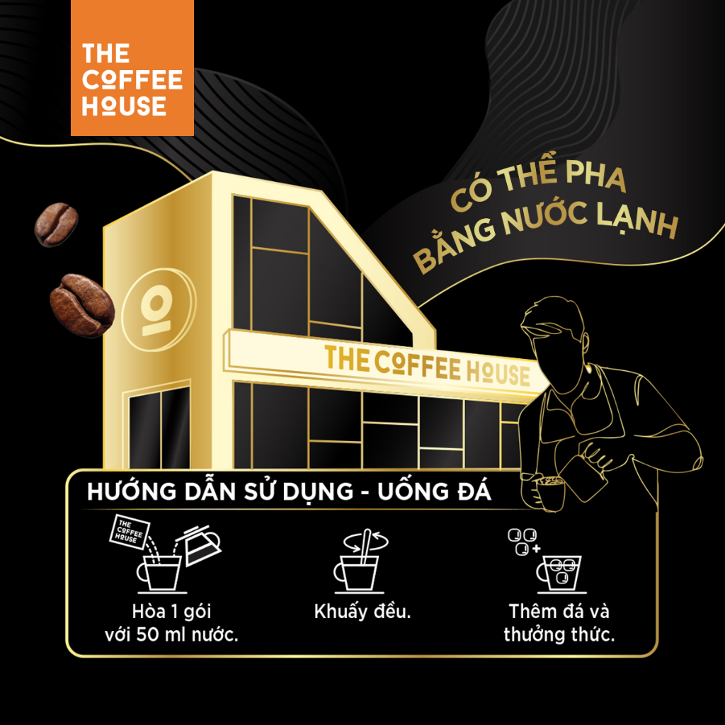 [Mua 3 tặng 1] Túi cà phê đen đá The Coffee House (Túi 30 gói x 16 g)