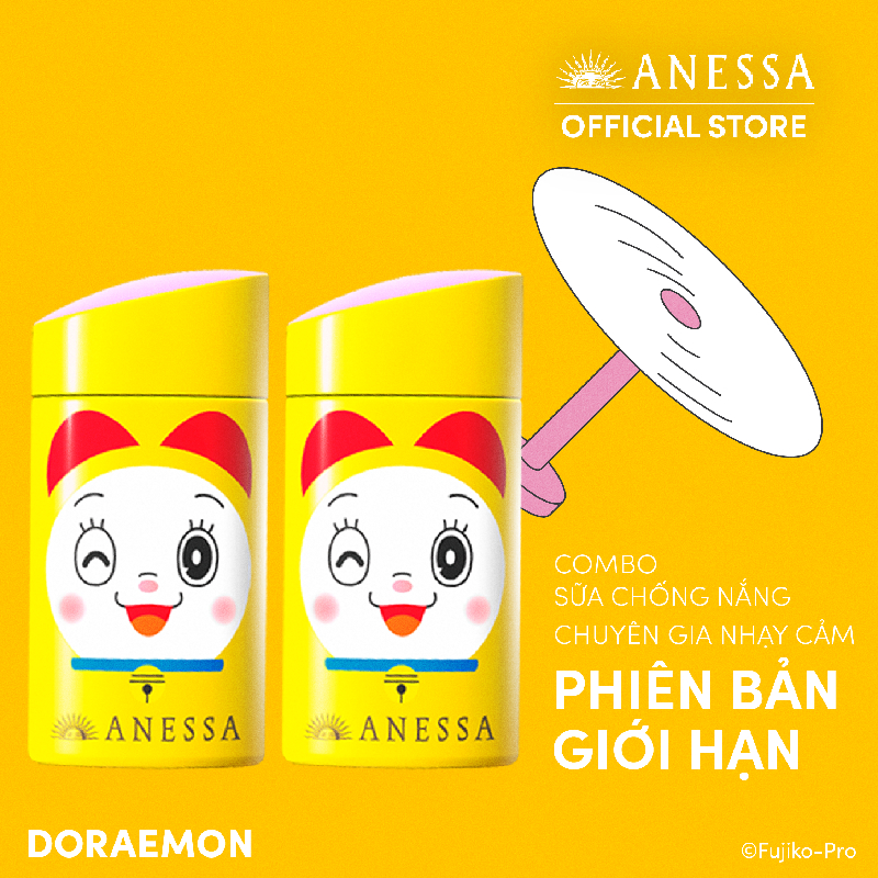 Bộ 2 Sữa chống nắng dịu nhẹ cho da nhạy cảm và trẻ em SPF 50+ PA++++ 60ml/chai_Doraemon