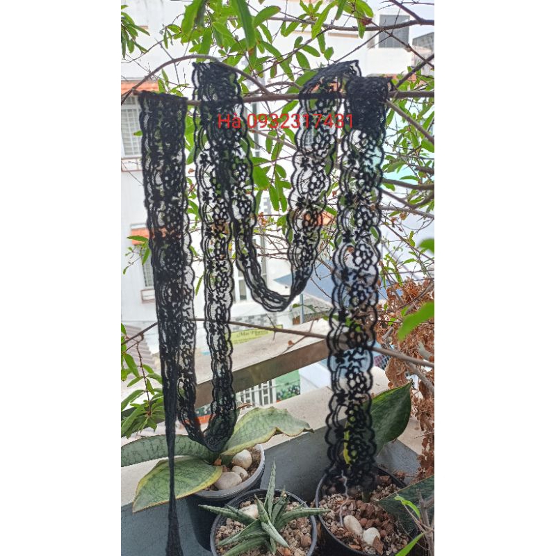 Ren lưới thêu hoa màu đen bản 3cm