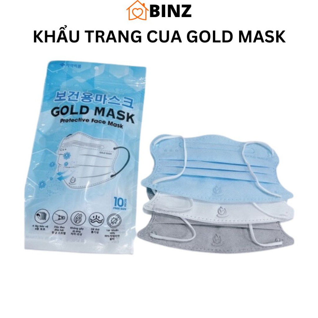 Khẩu Trang King Cua 4D KF95 GOLD MASK 4 Lớp Kháng Khuẩn Kiểu Dáng Thời Trang Mới - Binz