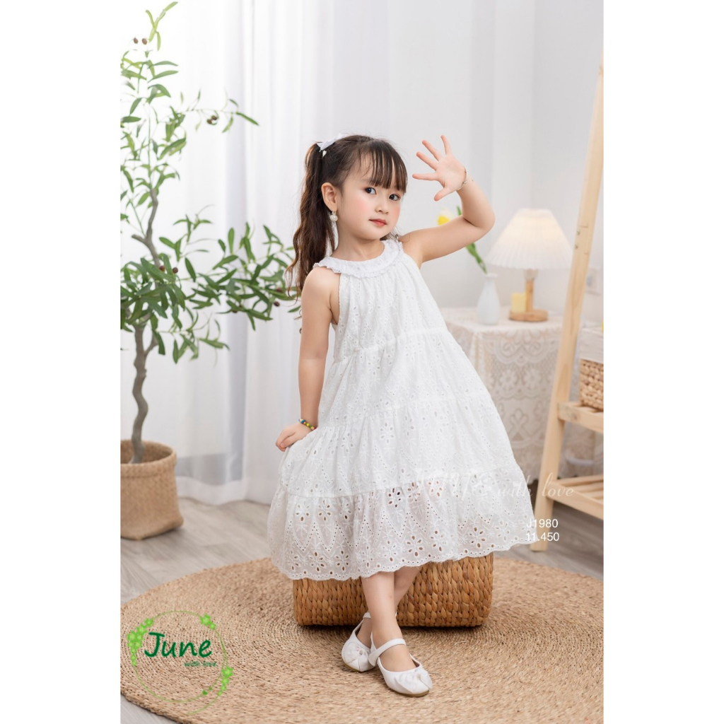 June Đầm Ren Bé Gái Vải Mềm