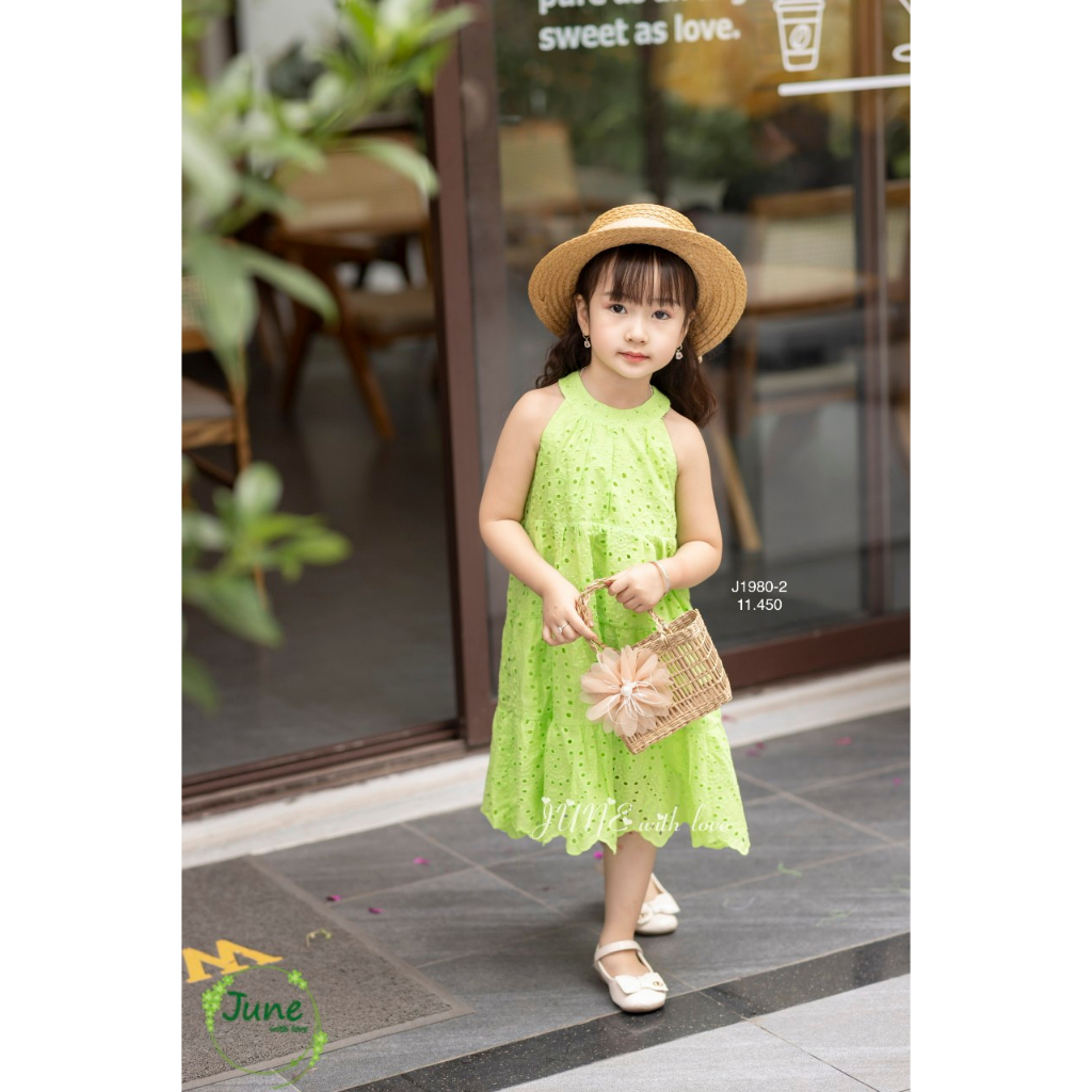 June Đầm Ren Bé Gái Vải Mềm