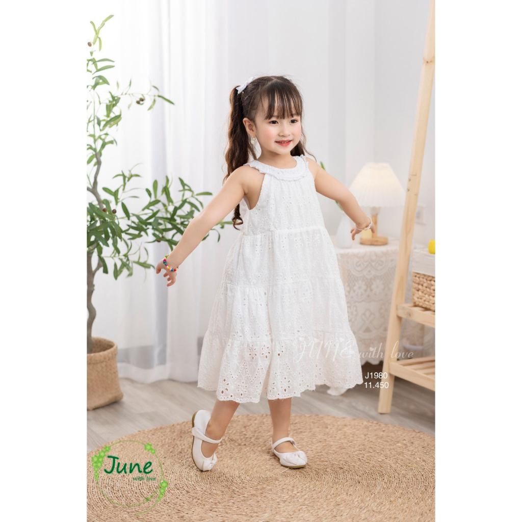 June Đầm Ren Bé Gái Vải Mềm