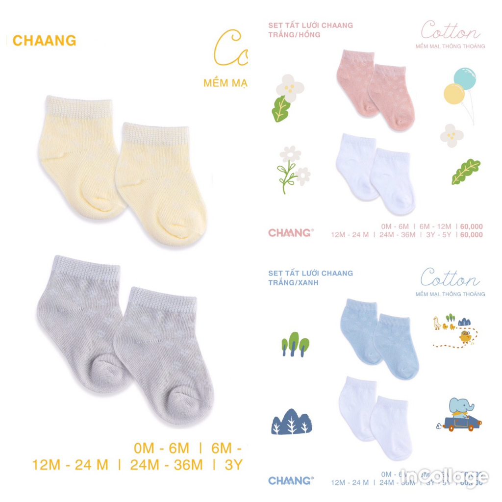 Chaang set 2 đôi tất lưới cho bé SS2023