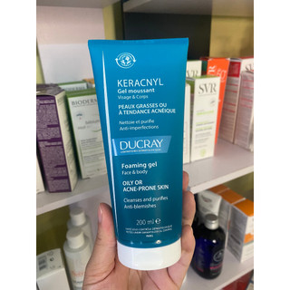 Gel rửa mặt cho da Dầu mụn Ducray Keracnyl Gel Mousssant (bill Pháp)
