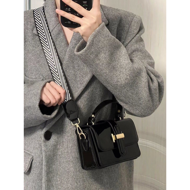 Túi Đeo Chéo Nữ Da PU Bóng Khoá Bấm Phong Cách Tối Giản❤️