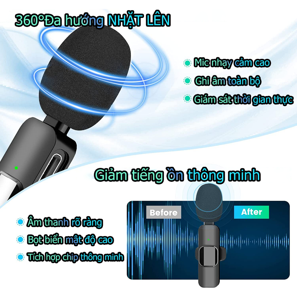 Micro Không Dây 2.4G Hp Vlog Youtuber Di Động Lavalier Mic Cho Iphone Và Android Micro Phát Trực Tiếp Condenser