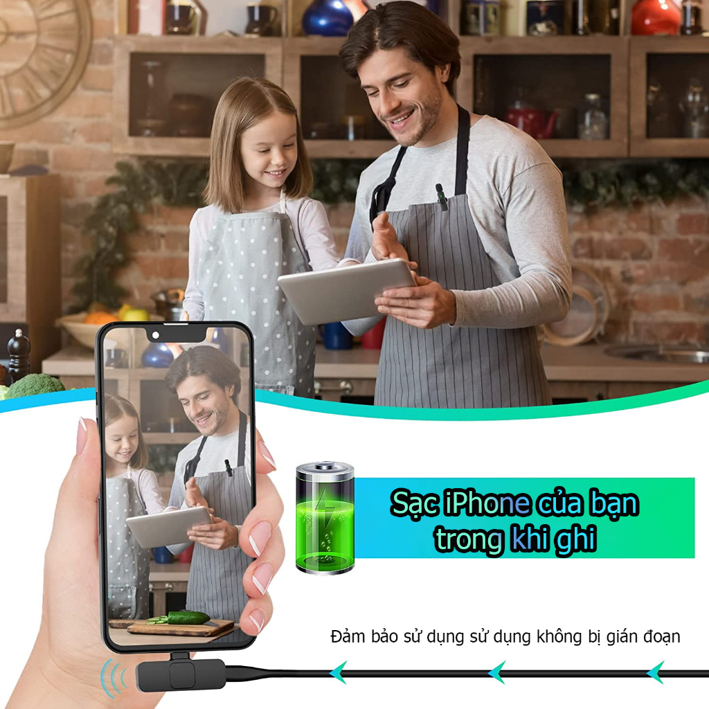 Micro Không Dây 2.4G Hp Vlog Youtuber Di Động Lavalier Mic Cho Iphone Và Android Micro Phát Trực Tiếp Condenser