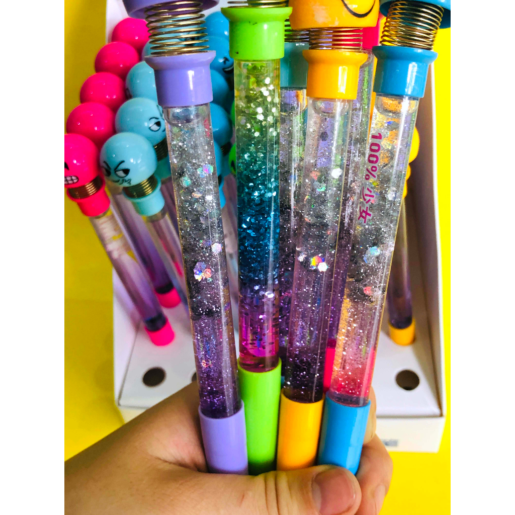 Bút bi lò xo thú nhún emoji kim tuyến có thể viết giá LỖ BÁN CHO VUI