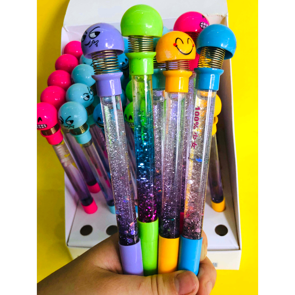 Bút bi lò xo thú nhún emoji kim tuyến có thể viết giá LỖ BÁN CHO VUI