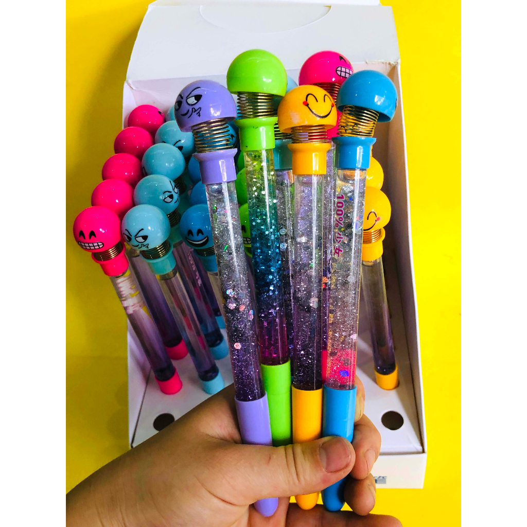 Bút bi lò xo thú nhún emoji kim tuyến có thể viết giá LỖ BÁN CHO VUI