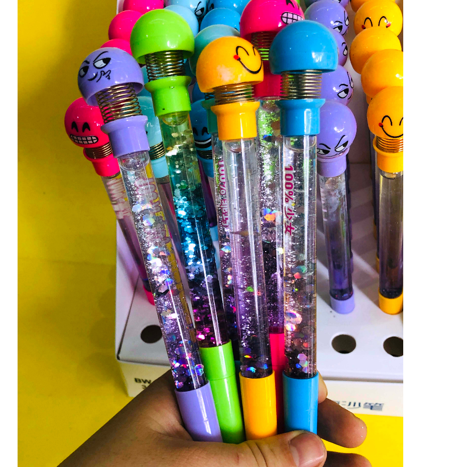 Bút bi lò xo thú nhún emoji kim tuyến có thể viết giá LỖ BÁN CHO VUI