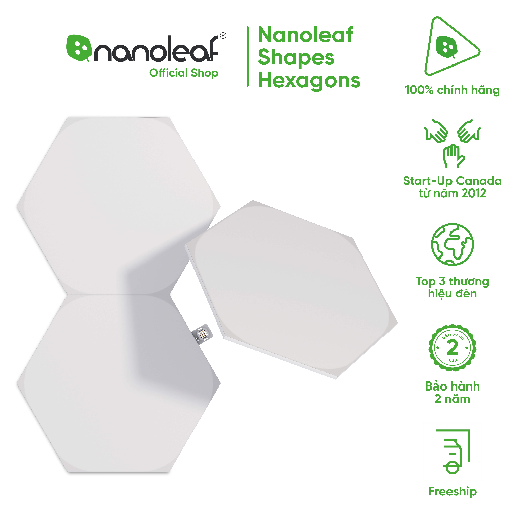 Đèn LED RGB lắp ghép thông minh Nanoleaf Shapes Lục Giác 3 ô đèn (Bộ mở rộng)