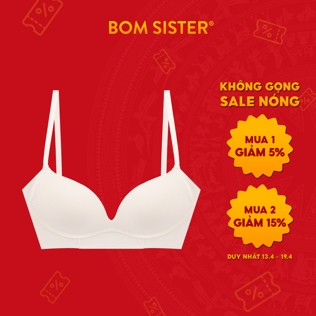 Áo lót mút mỏng su không gọng màu trơn bản lưng lớn BOM SISTER MU2191