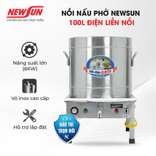 Nồi nấu phở NEWSUN 100L điện liền nồi, Hàng chính hãng + Tặng 1 thanh nhiệt đi kèm