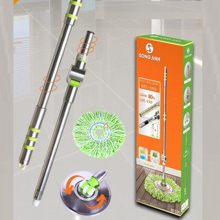  Cán Chổi Lau Nhà Xoay 360 Độ Thân Inox Kèm Bông Lau 