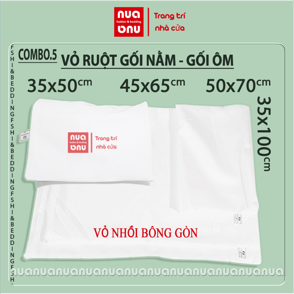 Vỏ ruột gối nằm Combo 5 chiếc có khoá kéo dùng nhồi bông gòn vỏ ruột gối ôm dồn gòn bảo vệ sức khoẻ cho mọi nhà
