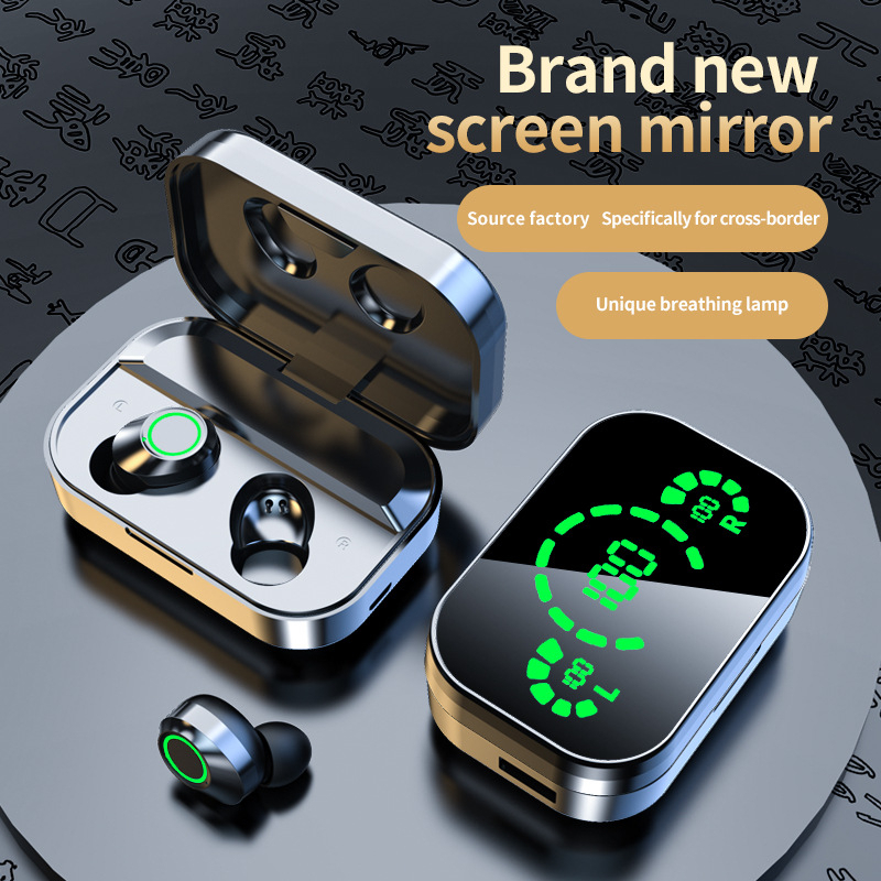 Tai nghe không dây Tai nghe chơi game Bluetooth YD03 5.2 Bluetooth Bề mặt gương LED Tai nghe không thấm nước STEREO 3D