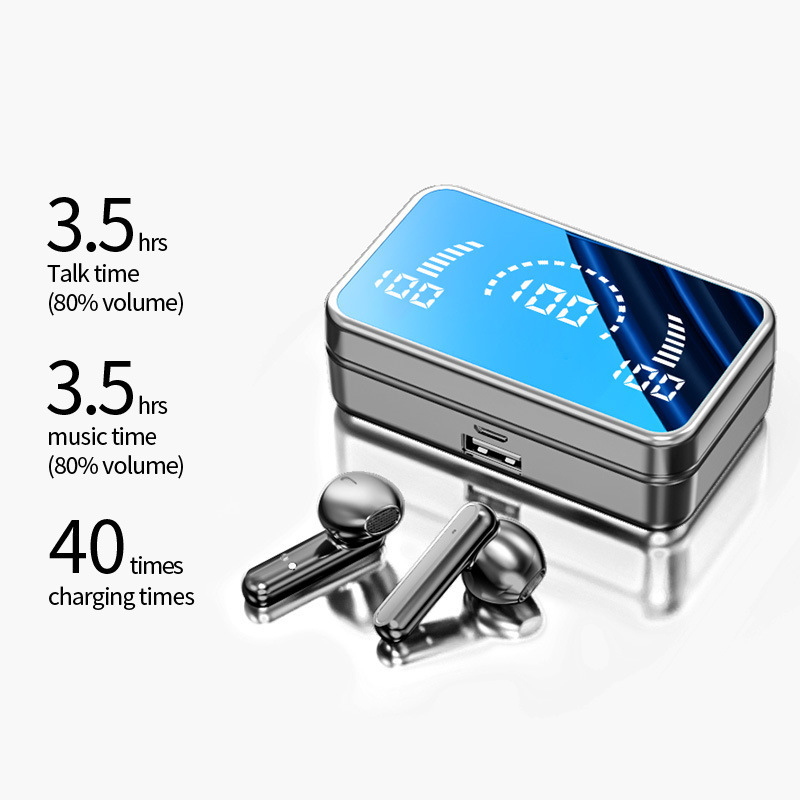 Tai nghe không dây Tai nghe chơi game Bluetooth S20 Hiển thị gương LED 5.2 Bluetooth Tai nghe không thấm nước NFC